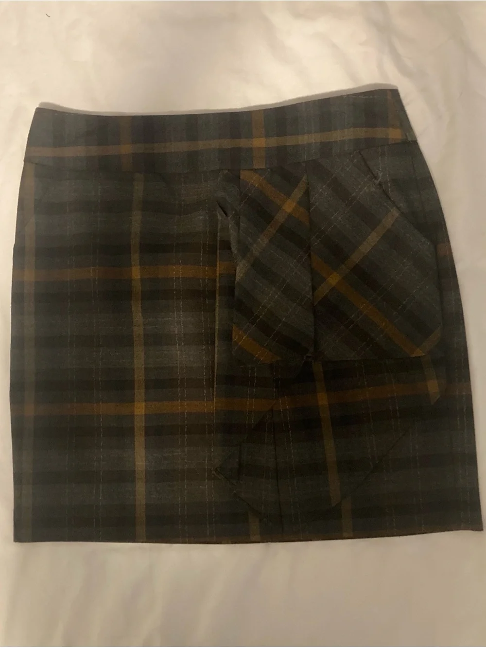 Michael Kors Olive Green and Mustard Plaid Mini Skirt